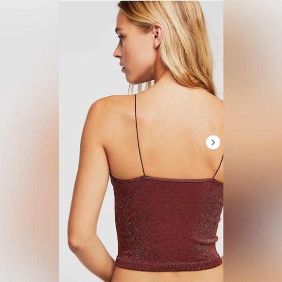 Free People Intimately Skinny Strap Brami Crop Top Glittery Sparkle - Picture 3 of 5